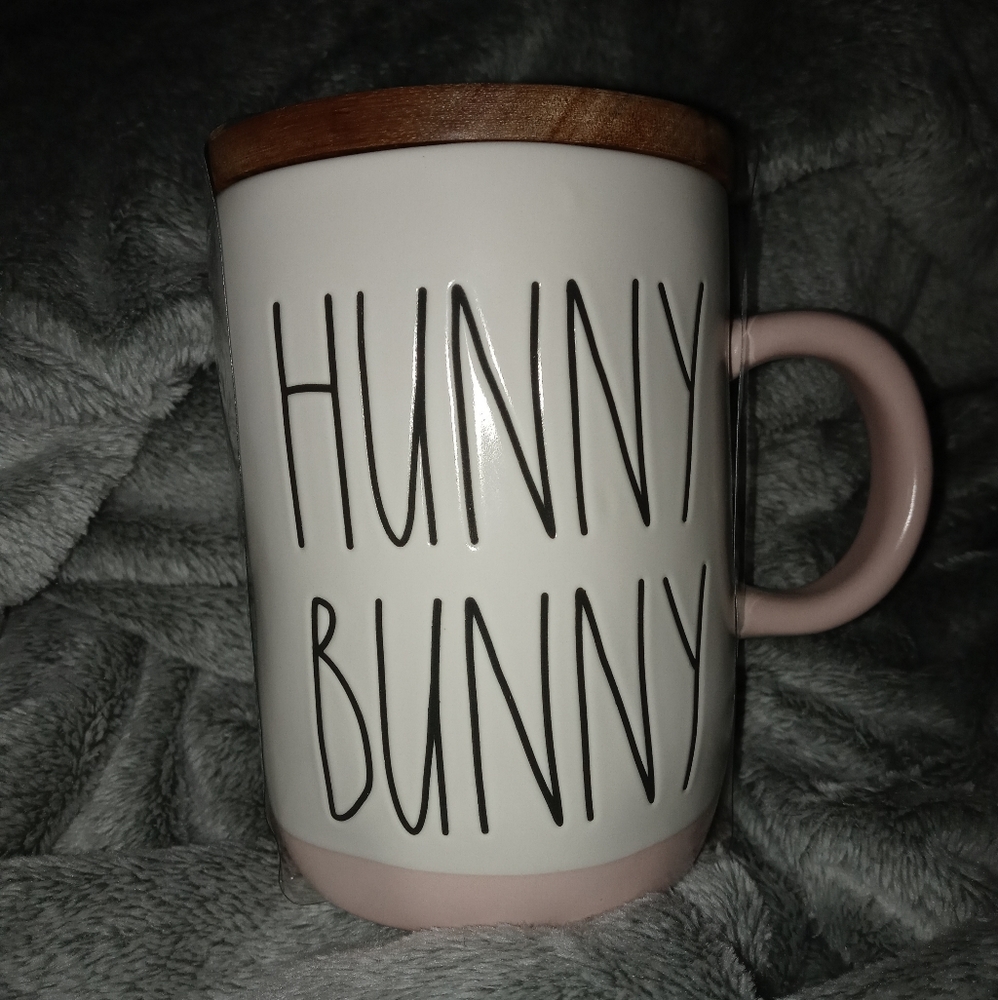 Rae Dunn "Hunny Bunny" mug with topper